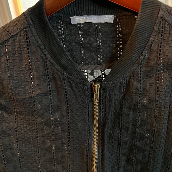 Octavia Jackets & Blazers - Octavia - Black Eyelet Bomber Jacket - Cotton - Small